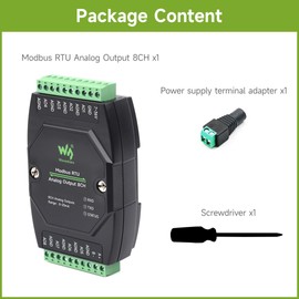 Waveshare Industrial 8-Ch Analog Output Module, 12-Bit DA Conversion, Supports 8-Ch Simultaneous Current Output, DC 7~36V Wide Voltage Power Supply, Modbus RTU Protocol, Rail-Mount Support