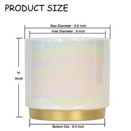 Gepege White Indoor Plant Pots for Plants, Large Ceramic Planter with Drainage Hole, 9.6-inch Succulent Orchid Flower Pot - Rainbow Pearl Glaze