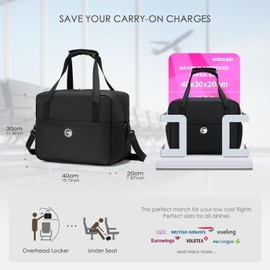 SPAHER Cabin Bag 40x30x20 Wizzair Tui Airways Foldable Travel Duffle Bag Carry-on Hand Luggage Small Under-seat Cabin Bag Lightweight Holdall Suitcase Handbag 25L