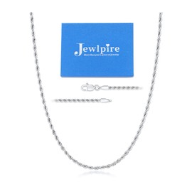 Jewlpire Silver Chain for Men, 3mm Rope Chain Necklace Silver Chain Necklace for Men Sturdy Men's Chain Necklaces, 18 Inch