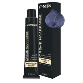 FemMas Hair Colour, Professional Cream Hair Colour with Argan Oil, Keratin & Ceramides, as Permanent Hair Colouring or Tint for Radiant, Durable Colour Results, Metallic Blue, 100 ml