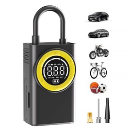 Tire Inflator Portable Air Compressor - 5X Faster 150 PSI Cordless Air Pump for Car Tires with Digital Pressure Gauge & Auto Shutoff, Emergency LED Light for Motorcycle/Bike/Ball