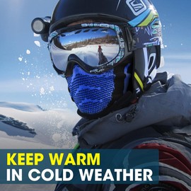 WTACTFUL 2-Pack Neck Gaiters for Men Half Face Neck Warmer Ski Mask for Cold Weather Thermal Neck Gaiter Winter Windproof Breathable Balaclava for Skiing Snowboarding Hiking Running Women Gray Blue