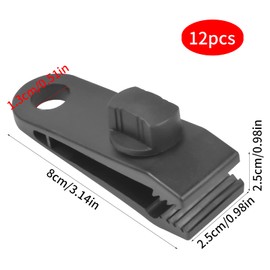 Mikihat Pack of 12 Tarpaulin Clips, Multifunctional Tent Tarpaulin Clips, Awning Clamp with 12 Bungee Ropes for Tents, Covers, Awnings, Banners, Boating, Gardening, Canopies