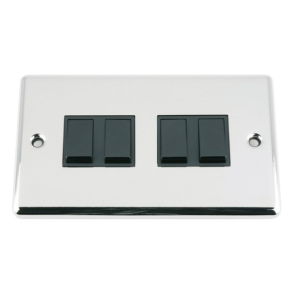 Light Switch 4 Gang - Polished Chrome - Classic -