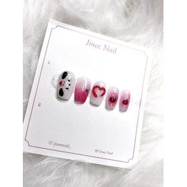 Heart Embossed Nail Tips - Almond / 하트 엠보 네일팁 - 아몬드