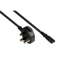 Good Connections P7370-S018 Power Cable, 1.8 m, Mains Plug Type G (BS 1363) to C7/Euro 8 Socket (Straight), 3A Fuse, ASTA Certified, 0.75 mm² Black