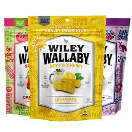 Wiley Wallaby Licorice Variety Pack - Lemonade, Original Fruits, & Blasted Berry Gourmet Australian Style Soft & Chewy Licorice Candy, 3 Pack