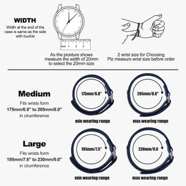 Nylon Watch Band - Hook and Loop Fasteners Soft Watch Strap 20mm 22mm - Sport Watch Bands for Men Women (Blue/Titanium Buckle, 20mm-L)