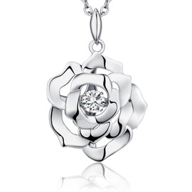 Miaofu Women's Necklace, Mother and Daughter Chain 18K White Gold Plated Women's 925 Sterling Silver Necklace with 5A Zirconia, Fine Jewellery for Men and Women, 45-48 cm, Cubic Zirconia