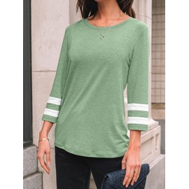 AUTOMET Womens Spring Tops 3/4 Length Long Sleeve Shirts Business Casual Dressy Tunic Tops Trendy Outfits 2025 LightGreen XXL
