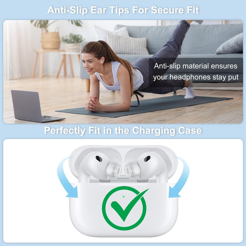 Replacement Ear Tips Compatible with AirPods Pro 3 (3 Pairs,S/M/L,Clear)