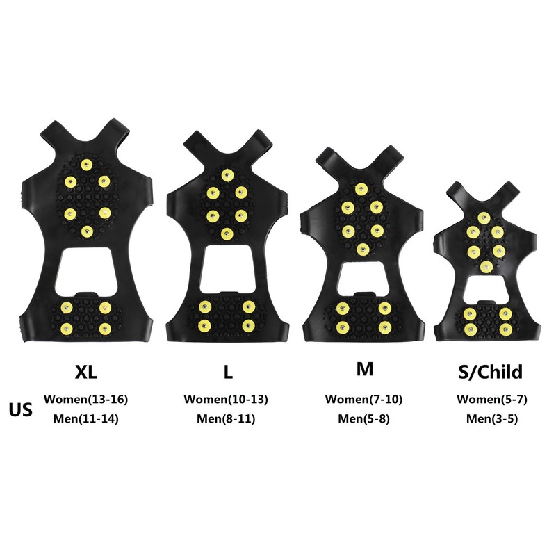 Ice Cleats，Snow Ice Traction Shoe Boot Cleats， Anti Slip 10-Studs