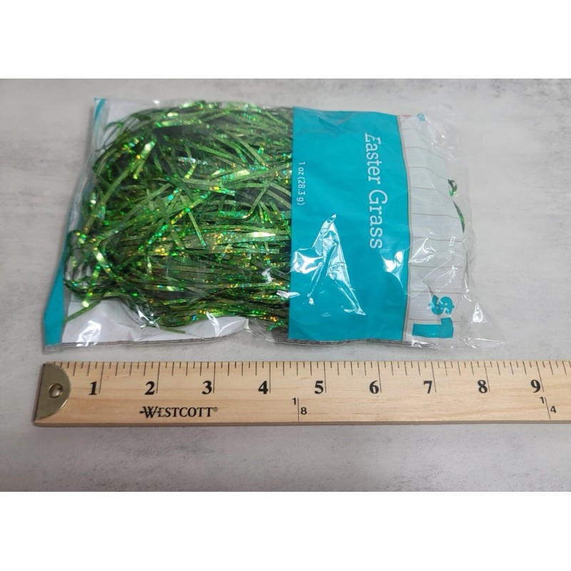 Easter Basket Grass Plastic Green Shiny Christmas Filler Decor Discontinued