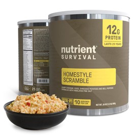 Homestyle Scramble Eggs High Protein Meal (10 Servings) Freeze Dried Prepper Supplies & Emergency Food Supply, 40 Essential Nutrients, Shelf Stable Up to 25 Years, One Can