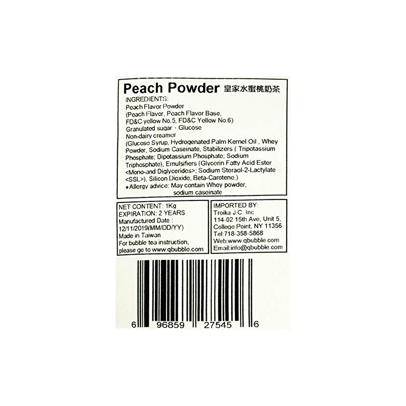 Qbubble Tea Powder, Peach, 2.2 Pound