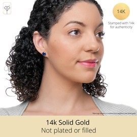 MAX + STONE 14k Gold Large Natural Red Garnet Round Stud Earrings for Women | 9mm January Birthstone | Real, Yellow Gold