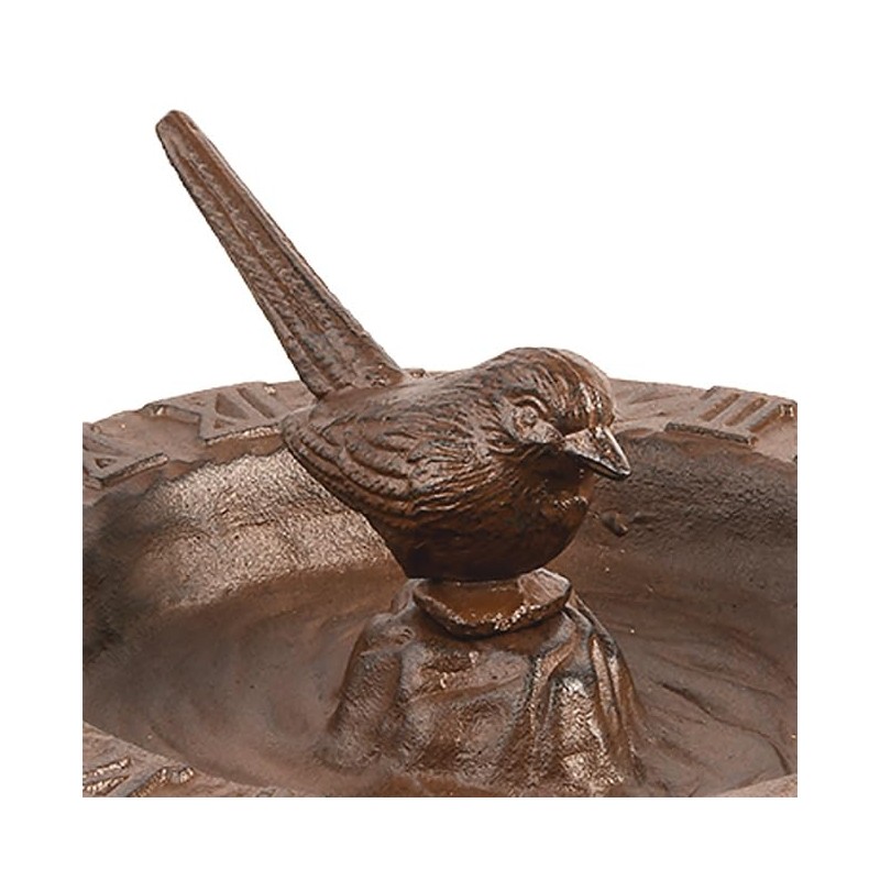 Esschert Design Cast Iron Sundial Bird Bath, Brown, 9.5" Dia.