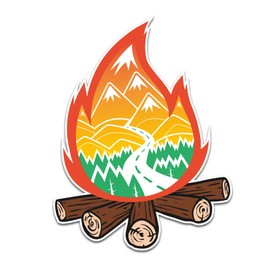 Finest Folia Nature Sticker Outdoor Adventure Hiking Mountaineering Camping Sticker for Guitar Laptop Car Bicycle Water Bottle Weatherproof R181 (05 Fire)