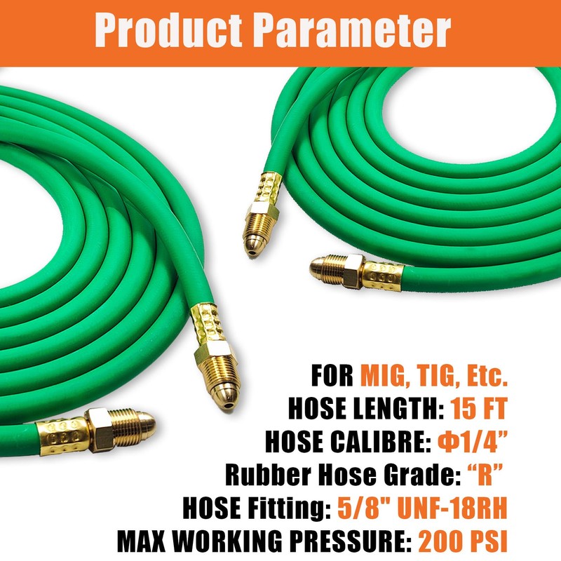 15FT Argon Gas Hose, Inert Gas Welding Hoses for MIG/TIG