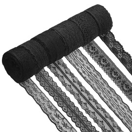 TTQiAnJ 6 Roll Vintage Lace Trims,Black Lace Ribbon Cotton 10m for Sewing Craft Wedding Decoration