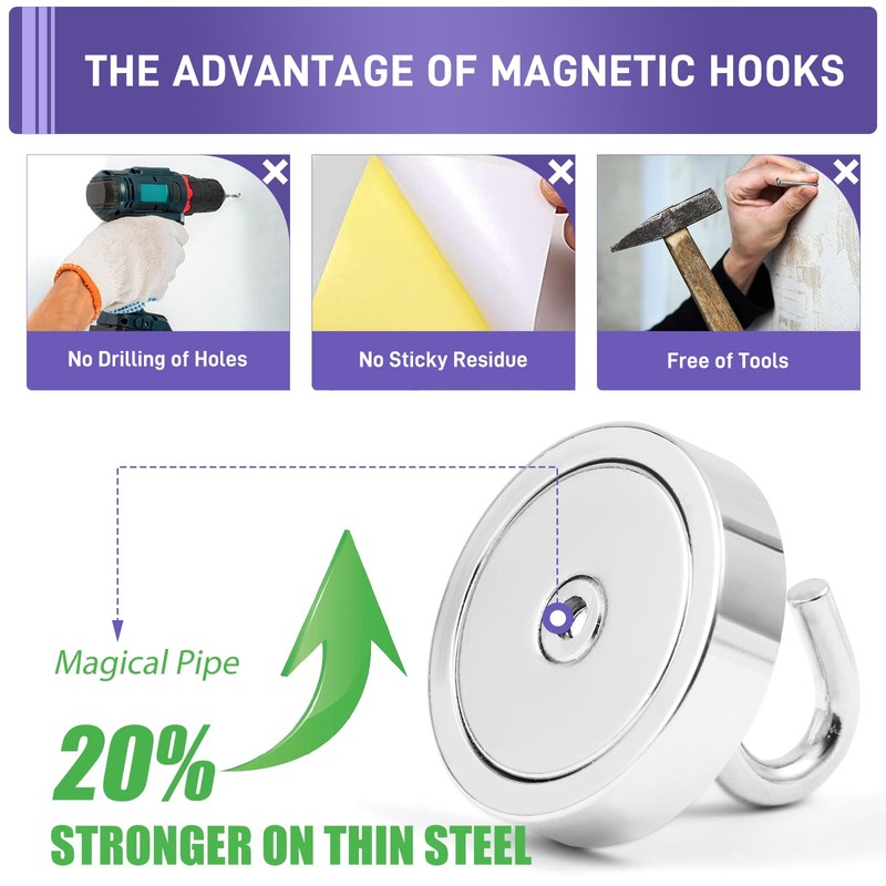 Neosmuk 100lb+ Extra Strong Magnet with Hook for Fridge,Heavy Duty
