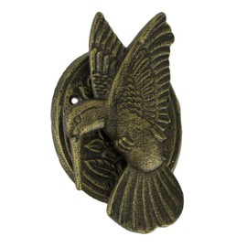 Antique Bronze Cast Iron Hummingbird and Flower Front Door Knocker Entry Decor