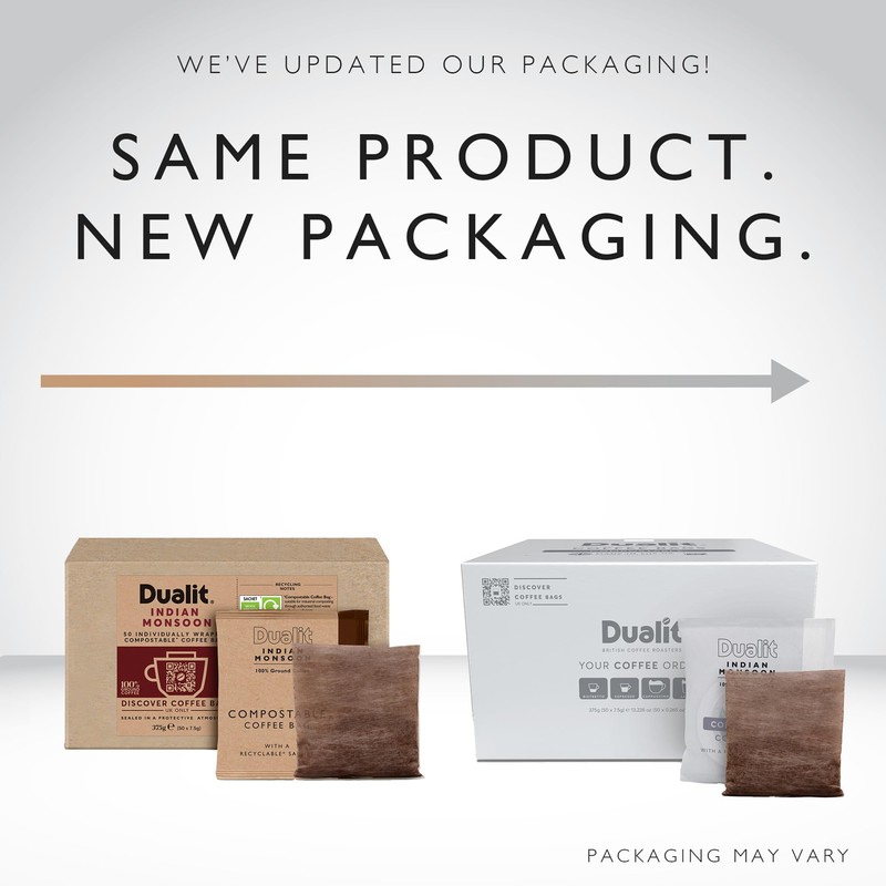 50 Premium Indian Monsoon Coffee Bags by Dualit - Compostable
