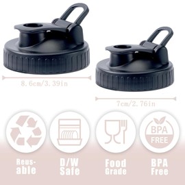 TJHypenete 4Pcs Pour Spout Lids for Ball Regular Mouth Mason Jars, 3.39 & 2.76 in Leak-proof Easy Pouring Wide Mouth Lids, Airtight Canning Jar Flip Cap, Reusable Top Lid for Drinking, Salad, Dressing