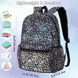 Meisohua Mesh Backpack for School Girls Semi-Transparent Backpacks for Kids Leopard Print See Through Teen Girls Daypack with Storage Bag 2 in 1 Set