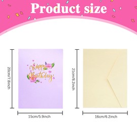 MOTIBACK Birthday Cards for Women, 3D Pink Flower Pop Up Birthday Cards with Envelope - Ideal as a sister birthday card or female birthday card for Mum, Wife, Aunt, Friend