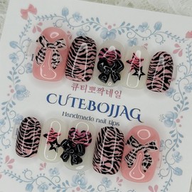 Indie Zebra Handmade Nail Tips - Oval XL / 인디 지브라 수제네일팁 - 오벌XL