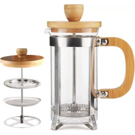 Sivaphe 12 oz French Press Coffee/Tea Maker Single 12 Bamboo
