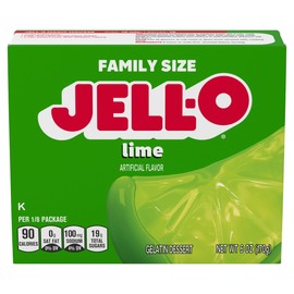 Jell-O Lime Gelatin Dessert Mix, Family Size, 6 oz Box (Pack of 6)