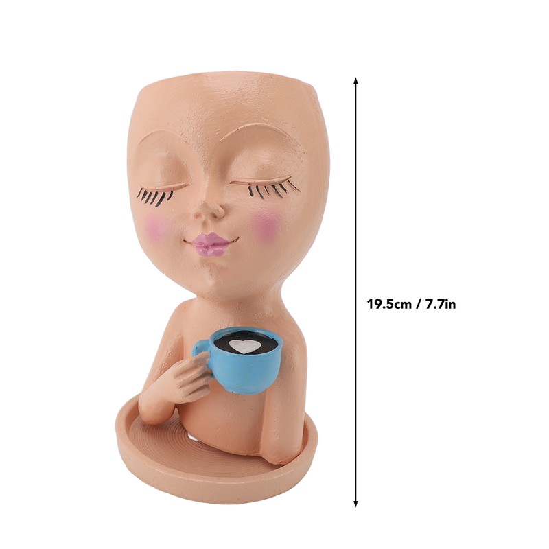 Resin Face Plant Pot Creative Cute Small Drinking Coffee Succulent