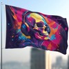 Skull with Headphones Flag - Music Large Funny Flag -