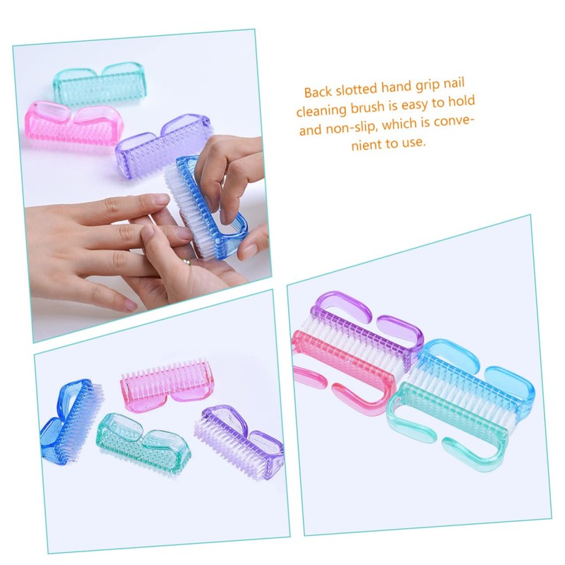 BIUDECO 4Pcs Fingernail Cleaning Brush with Handle Grip Home Nail