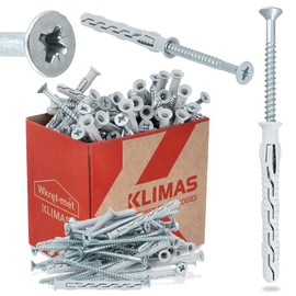 Klimas® Dowel Screws Set of 50 Frame Dowels Impact Dowels Diameter 8 mm x 80 mm with Countersunk Screws PZ-3 Nail Dowels Screw Set Concrete Dowels Aerated Concrete Dowels Stainless Steel Screws
