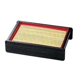 J-kitchens Soba Soba Bowl, Strained Square Colander (with Bottom Plate), Black Inner Vermilion, Break-Resistant, Resin, 8.6 x 5.6 x 2.2 inches (21.9 x 14.2 x 5.5 cm), Made in Japan