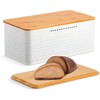 Widousy Bread Bin with Bamboo Lid, White Bread storage box