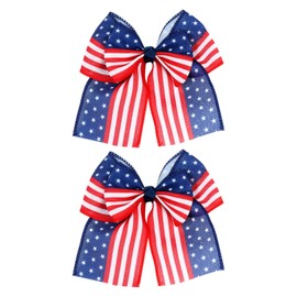 Women Flag Hair Bows, 4th of July Hair Bow Clip Red White Blue Striped Star Hairs Accessories Patriotic hair Bow for Girls 2 Pack ZFJ68 (Navy)