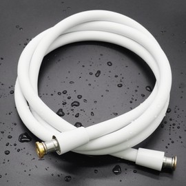 59 Inches Silicone Shower Hoses Replacement, Anti-Kink Designed Handheld Shower Head Hose Ultra-Soft Hoses Extension with Brass Insert & Nut, White