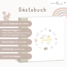 mintkind® Guest Book My Christening Forest I for Boys and Girls | Christening Gift, Christening Album, Memory Book I 96 Inner Pages for Congratulations, Photos and More
