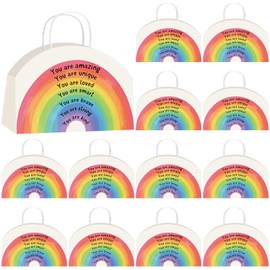 Kolldenn 12Sets Graduation Gifts Bags for Students Inspirational Rainbow Paper Treat Bags Rainbow Party Favors for Primary School Student Sunday School End of The Year Gift Classroom Prize