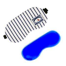 KOMBIUDA Cotton and Linen Eye Sleeping Mask with Adjustable Strap Striped Eyeshade for Total Darkness for Travel and Meditation Cold Hot Therapy for Headaches and Relaxation