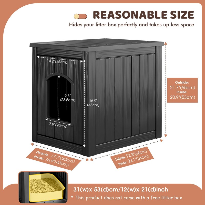 Cat Litter Box Enclosure, Resin Hidden Litter Box Furniture Side
