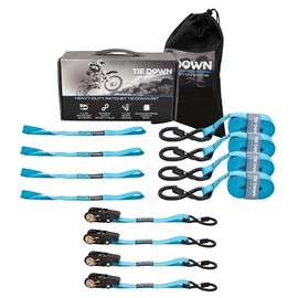 Tie Down 1 inch x 15 ft Blue Ratchet Strap, 4-Pack Kit - 1823 lbs. Breaking Load Limit