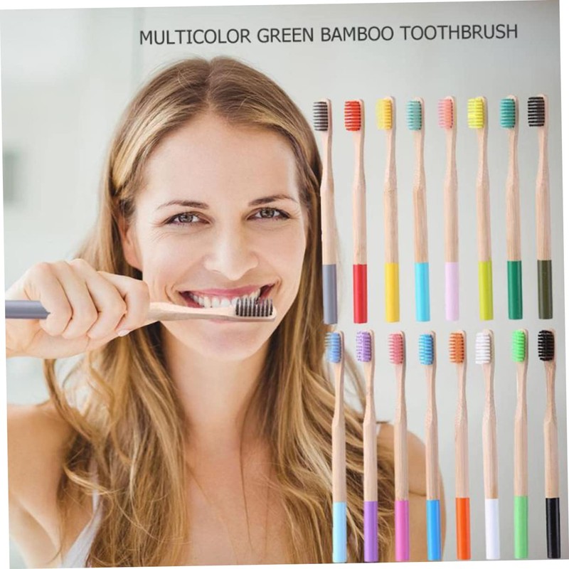 KOMBIUDA Bamboo Toothbrushes 4pcs Set Soft Bristles Wooden Handles Perfect