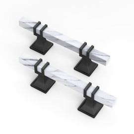 homdiy 10 Pack 3 Inch Marble Cabinet Pulls, White Marble Grain Kitchen Cabinet Handles Black and White Dresser Drawer Pulls