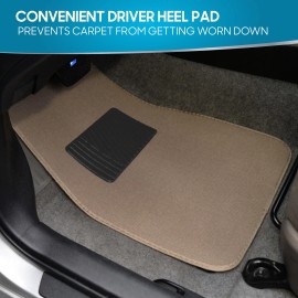 BDK Beige Vehicle Floor Mats Set 4 Durable Easy Clean Non Slip Rubberized Grip